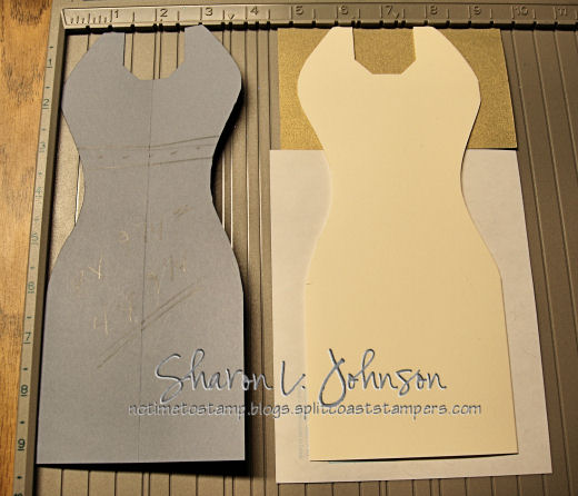 Attach dress top paper to top and dress bottom paper to bottom